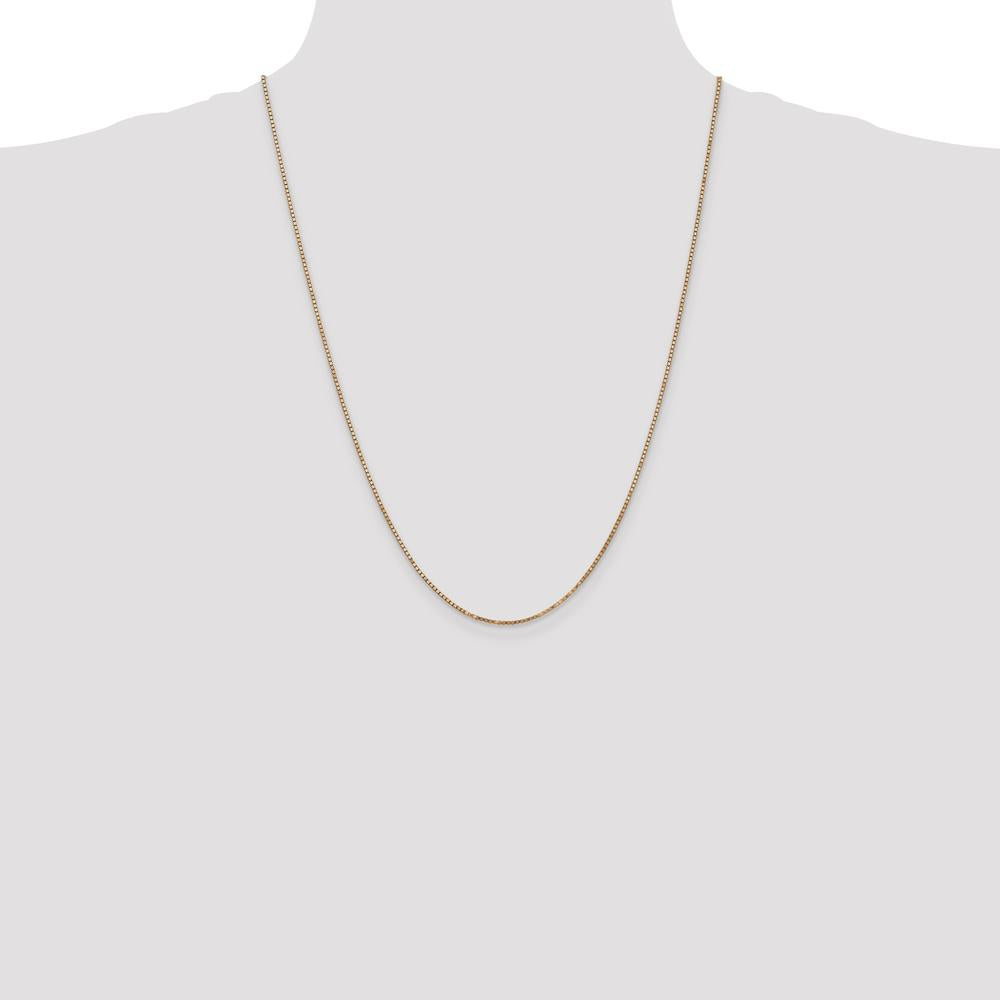 14K Rose Gold 24" Box Link Chain Necklace - 1.3mm Width with Lobster Clasp by 0