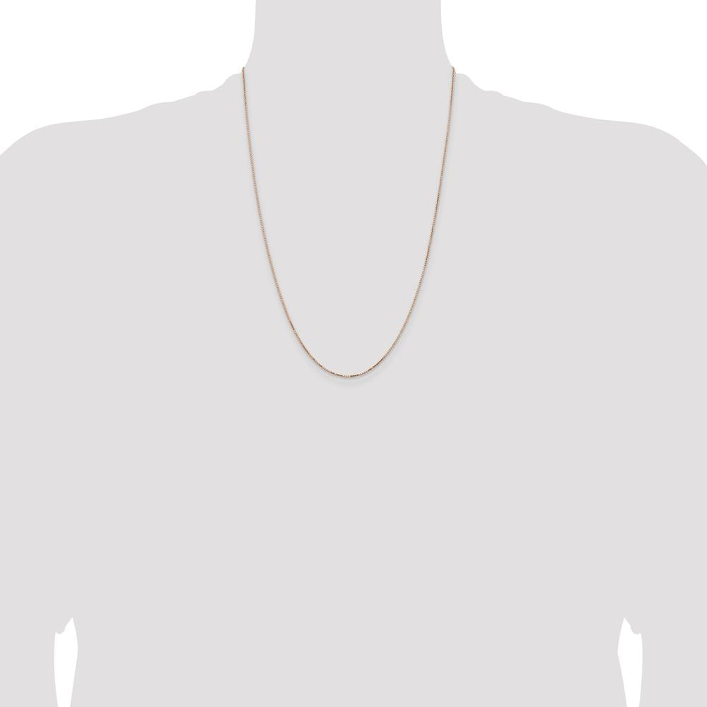 14K Rose Gold 24" Box Link Chain with Lobster Clasp - 0.95mm Width by 0