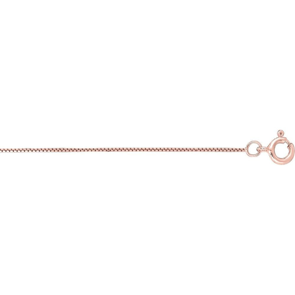 14K Rose Gold 24" Classic Box Chain with Polished Finish - 0.60mm Width by Orozza Fine Jewelry