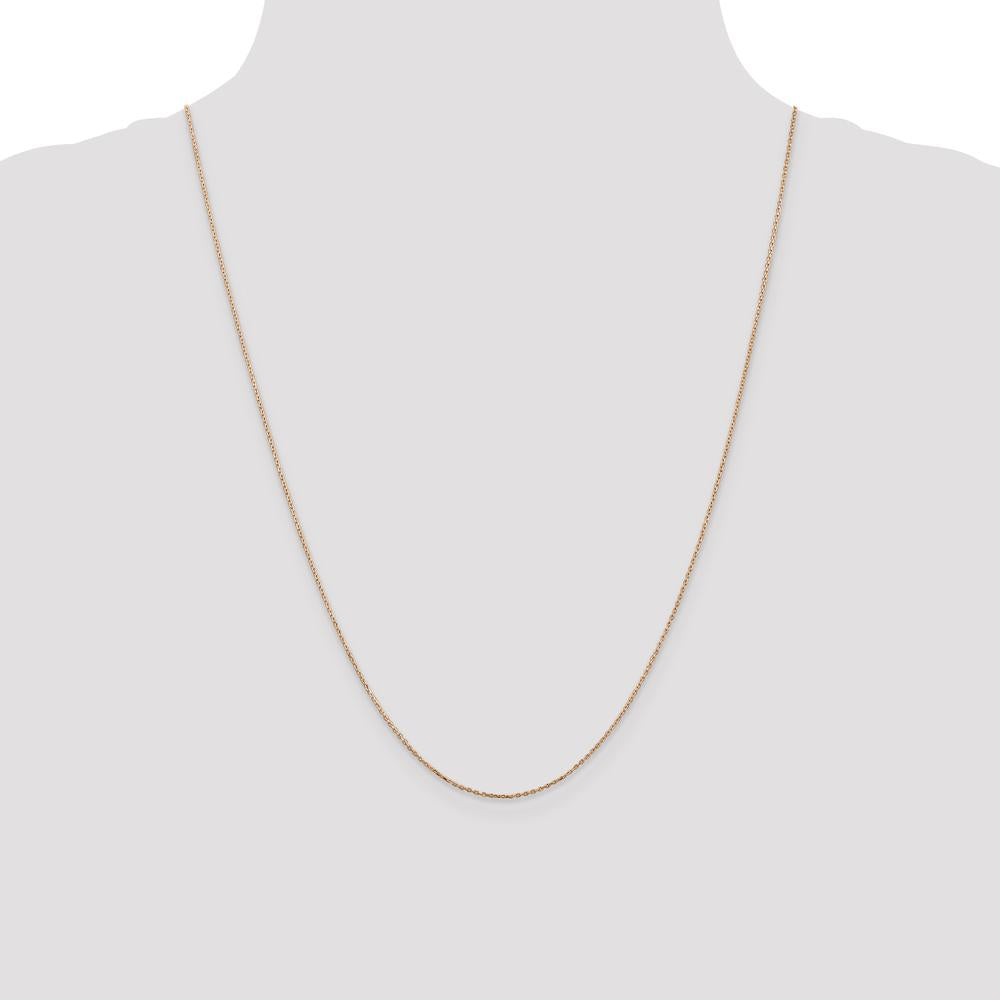 14K Rose Gold 24" Diamond-Cut Cable Chain with Lobster Clasp - 0.8mm Width by 0
