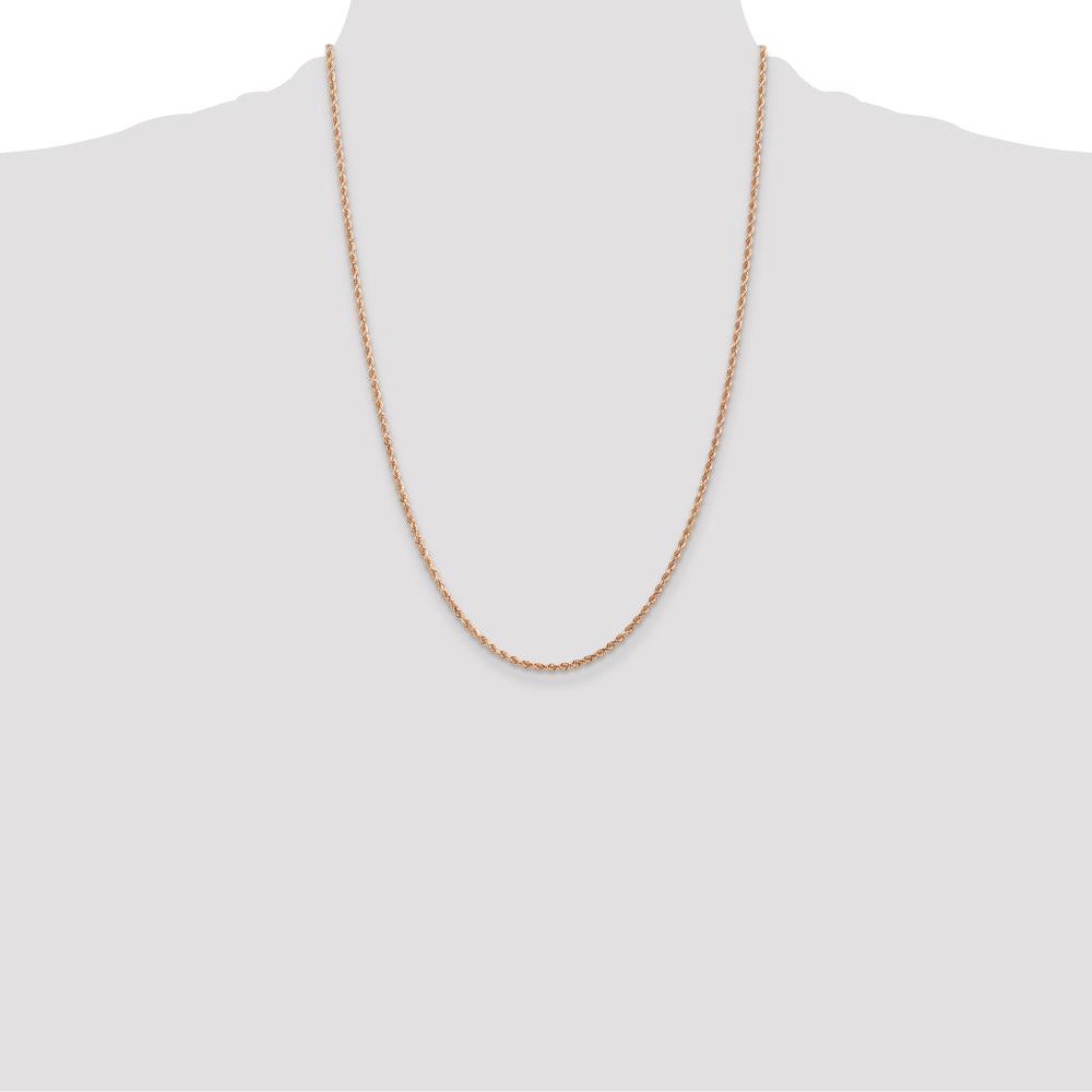 14K Rose Gold 24" Diamond-Cut Rope Chain Necklace - 2mm Width