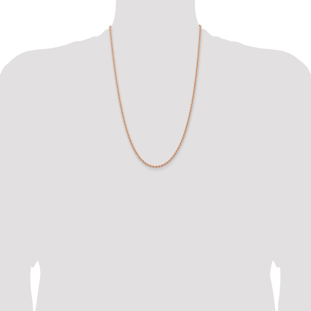 14K Rose Gold 24" Diamond-Cut Rope Chain Necklace with Lobster Clasp - 2.75mm Width