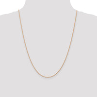 14K Rose Gold 24" Polished Cable Rope Necklace with Spring Ring Clasp