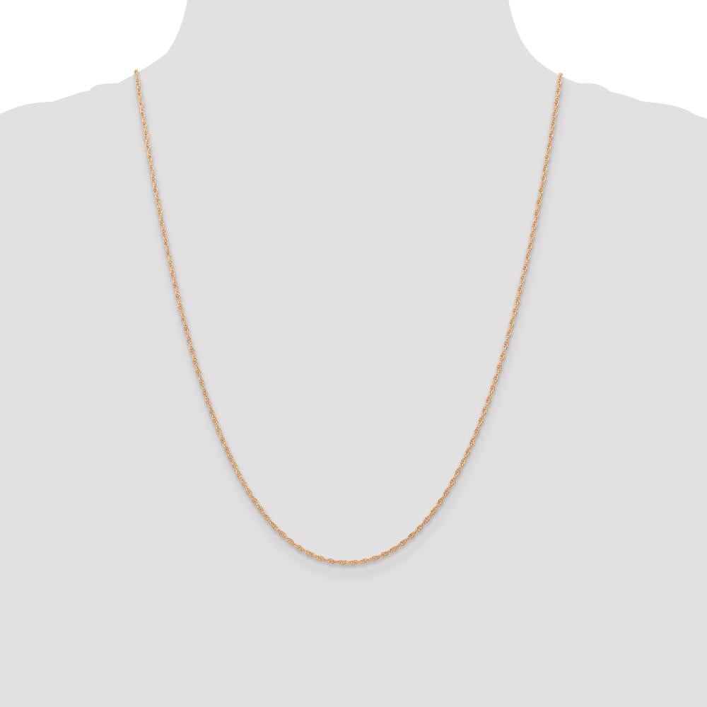 14K Rose Gold 24" Polished Cable Rope Necklace with Spring Ring Clasp