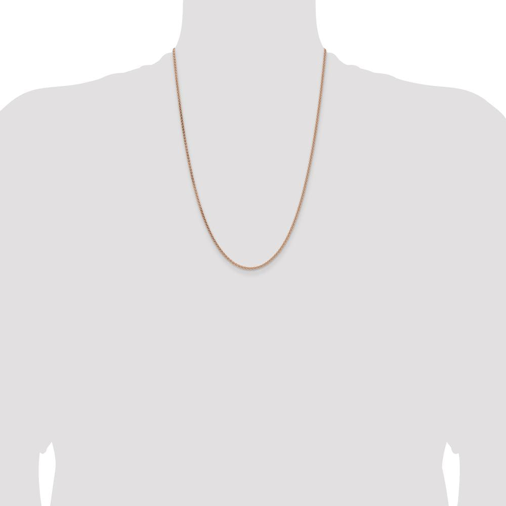 14K Rose Gold 24" Polished Spiga Chain - 2.1mm Solid Gold by 0