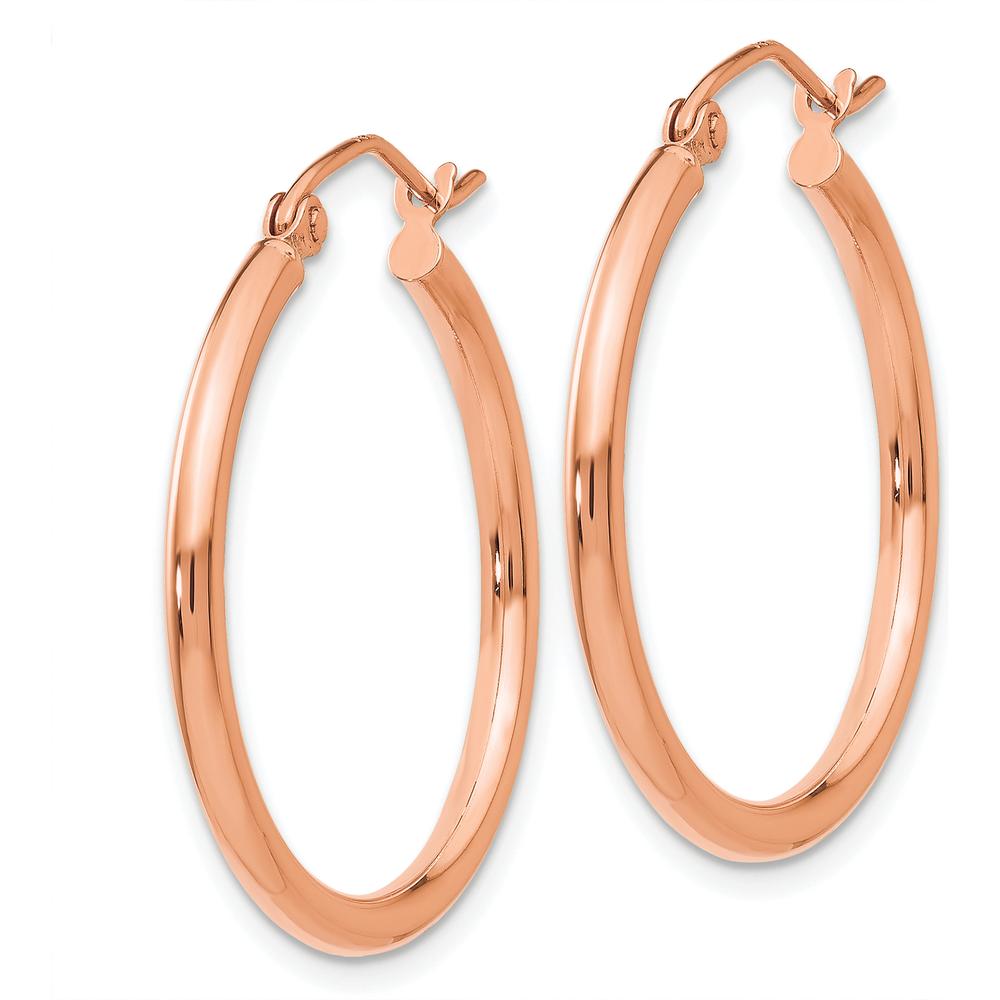 14K Rose Gold 25mm Polished Lightweight Hoop Earrings - 2mm Thickness by 0