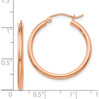 14K Rose Gold 25mm Polished Lightweight Hoop Earrings - 2mm Thickness by 0