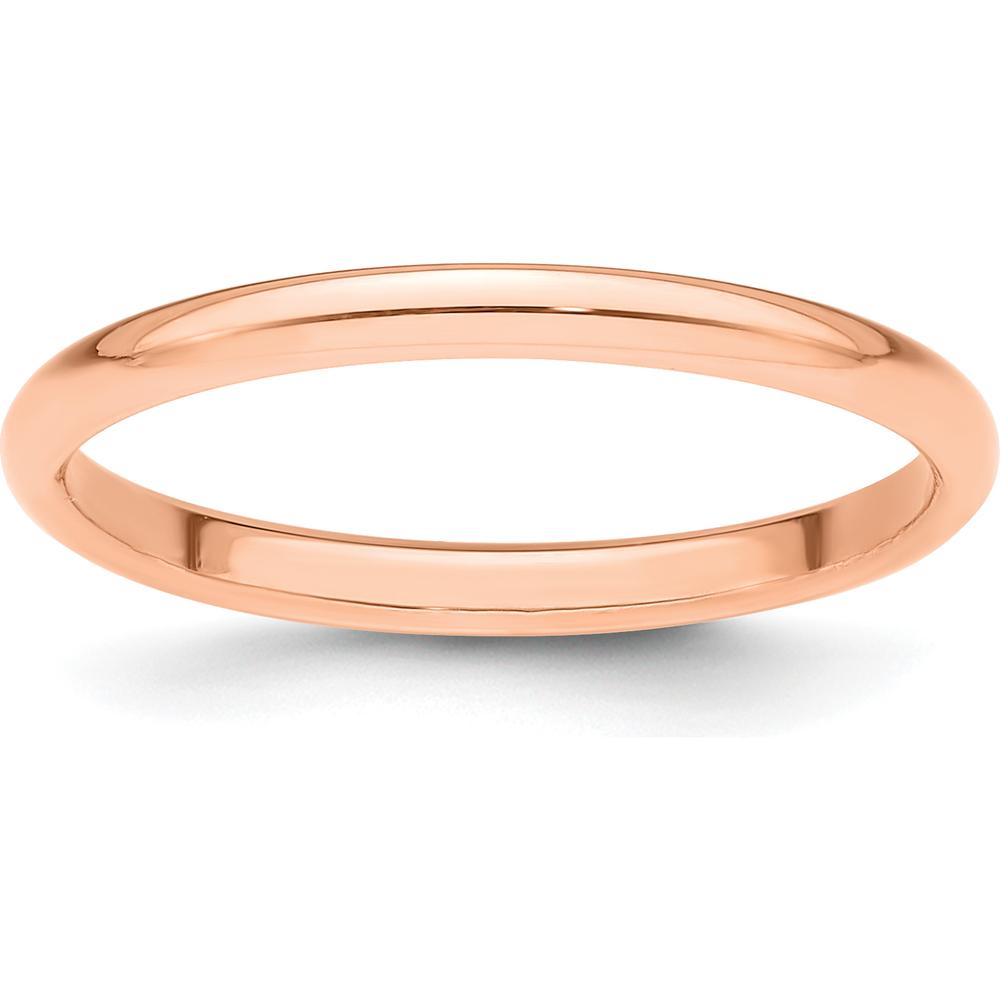 14K Rose Gold 2mm Half-Round Wedding Band - Size 6.5 by 0
