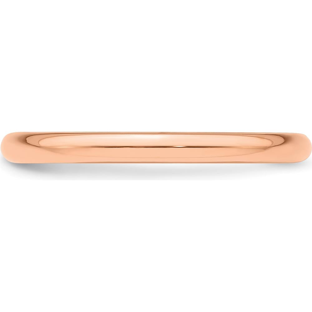 14K Rose Gold 2mm Half-Round Wedding Band - Size 6.5 by 0