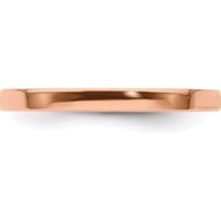 14K Rose Gold 2mm Lightweight Flat Wedding Band - Size 5.5 by 0