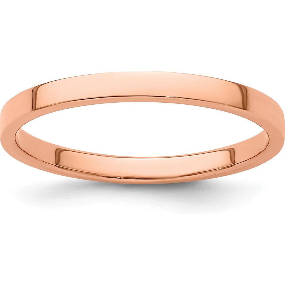 14K Rose Gold 2mm Lightweight Flat Wedding Band - Size 6.5 by 0