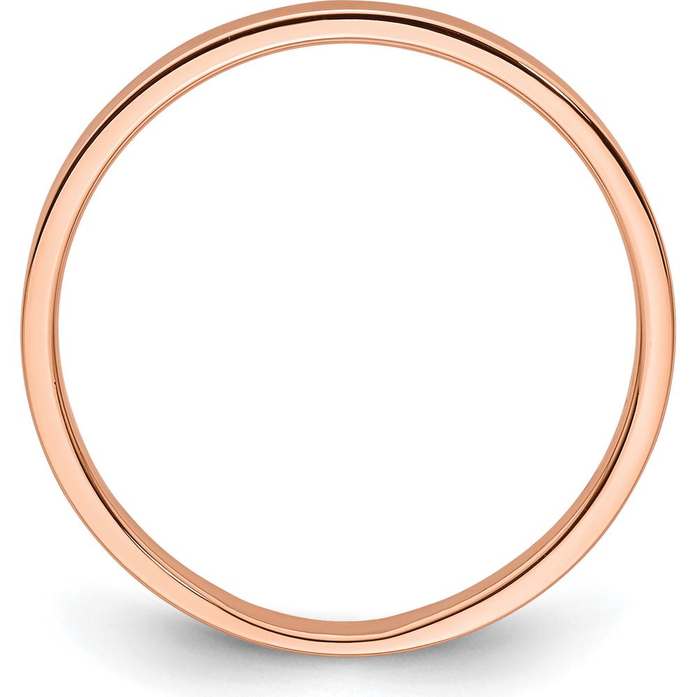 14K Rose Gold 2mm Lightweight Flat Wedding Band - Size 6.5 by 0