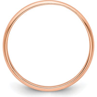 14K Rose Gold 2mm Lightweight Half Round Wedding Band - Size 12.5 by 0