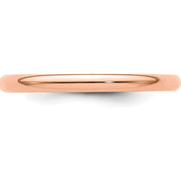 14K Rose Gold 2mm Lightweight Half Round Wedding Band - Size 12.5 by 0