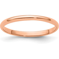 14K Rose Gold 2mm Lightweight Half Round Wedding Band - Size 9 by 0