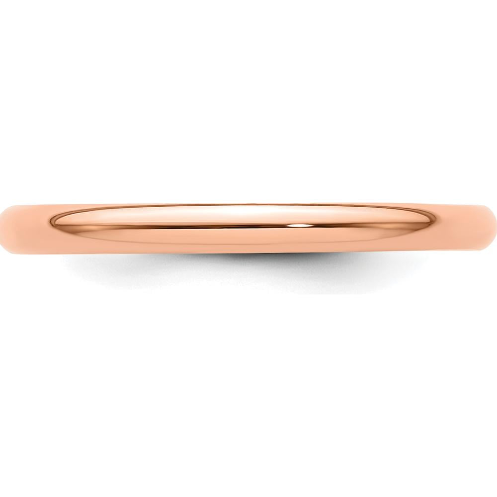 14K Rose Gold 2mm Lightweight Half Round Wedding Band - Size 9 by 0
