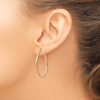 14K Rose Gold 2mm Lightweight Polished Tube Hoop Earrings - 35mm Length by 0