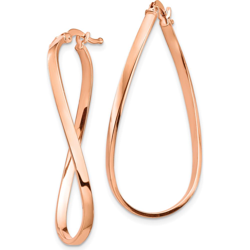 14K Rose Gold 2mm Wavy Hoop Earrings - Polished Finish by 0