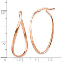 14K Rose Gold 2mm Wavy Hoop Earrings - Polished Finish by 0