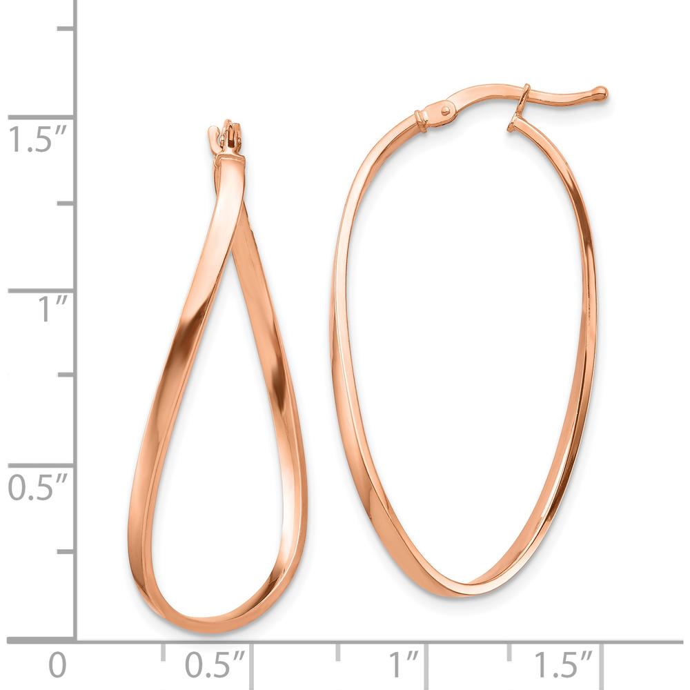 14K Rose Gold 2mm Wavy Hoop Earrings - Polished Finish by 0