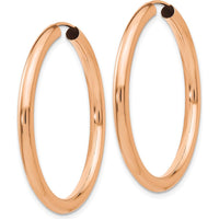 14K Rose Gold 3.00mm Polished Endless Tube Hoop Earrings - 35mm Length by Oro Pregiato