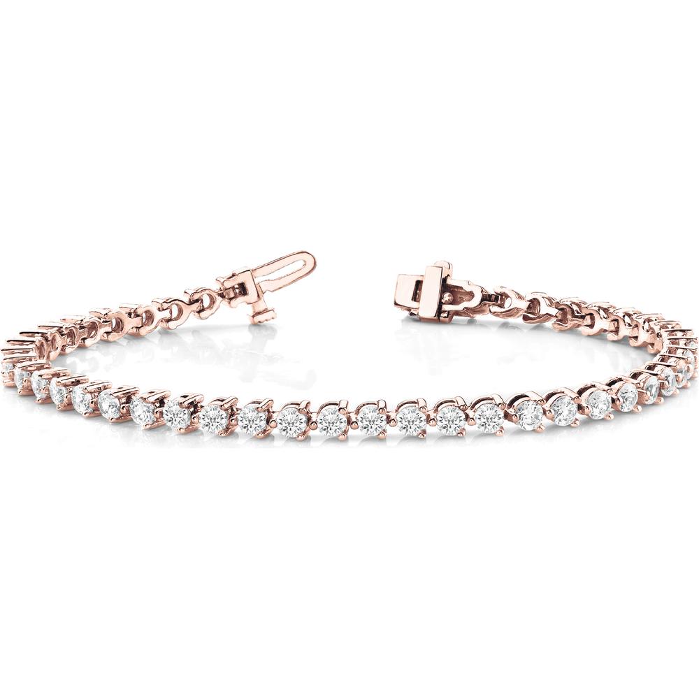 14K Rose Gold 3 1/4 Carat Lab Diamond In-Line Prong Set Bracelet by Robinson's Jewelers