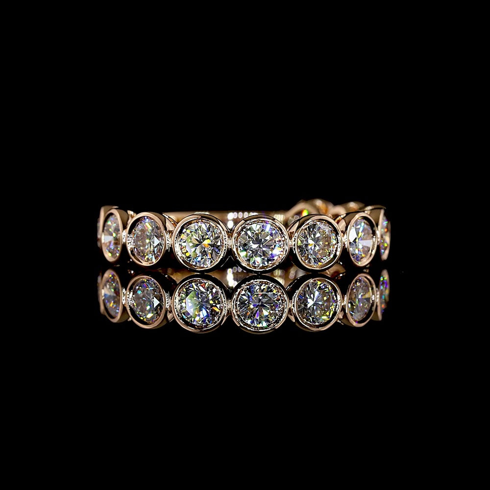 14K Rose Gold 3/4 Eternity Band with 11 Bezel Set Round Lab Diamonds - 1.95 Carats Total Diamond Weight - Covaloro Fine Jewelry