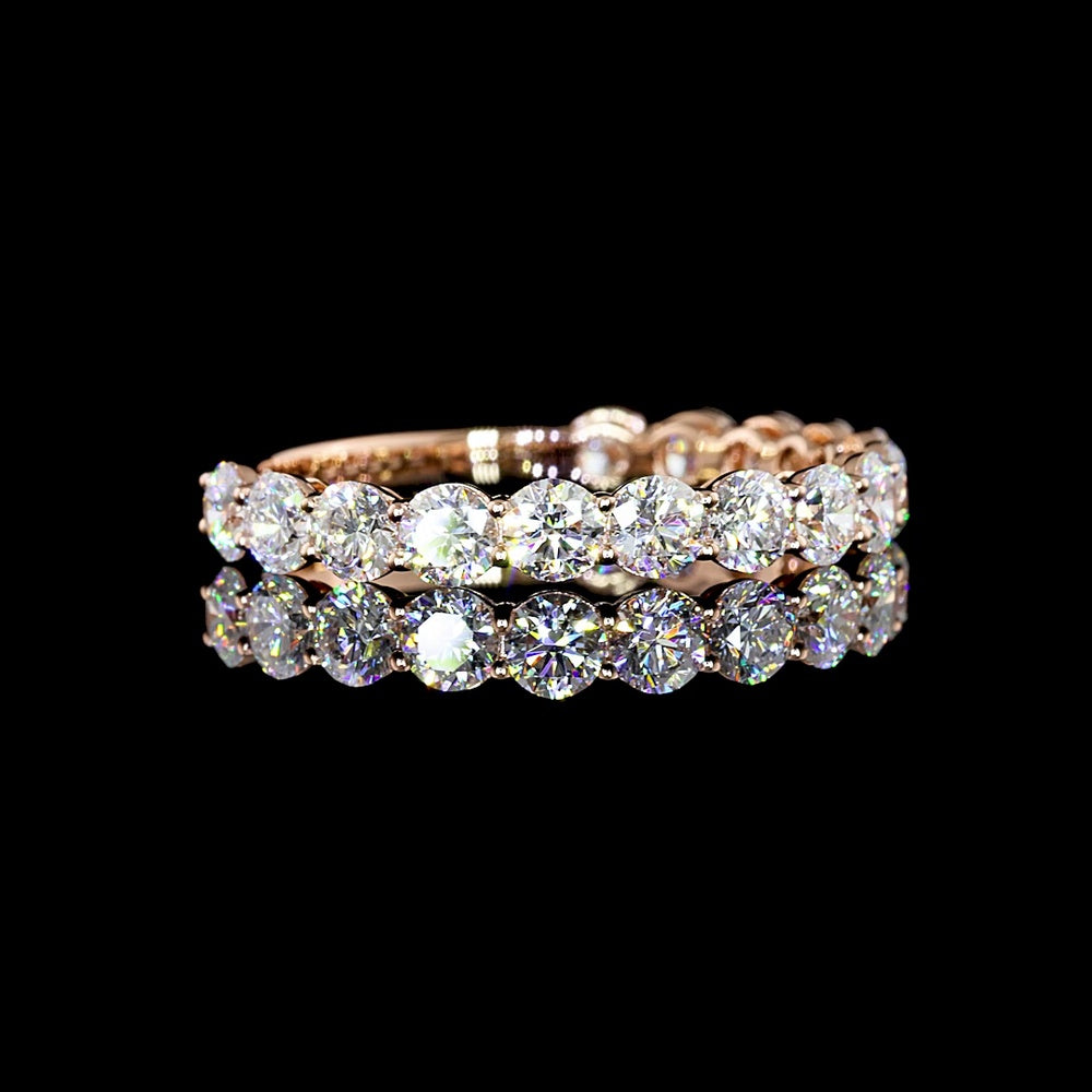 14K Rose Gold 3/4 Eternity Band with 15 Round Brilliant Lab Diamonds - 1.55 Carat Total Weight, E-F Color VS2 Clarity - Covaloro Fine Jewelry