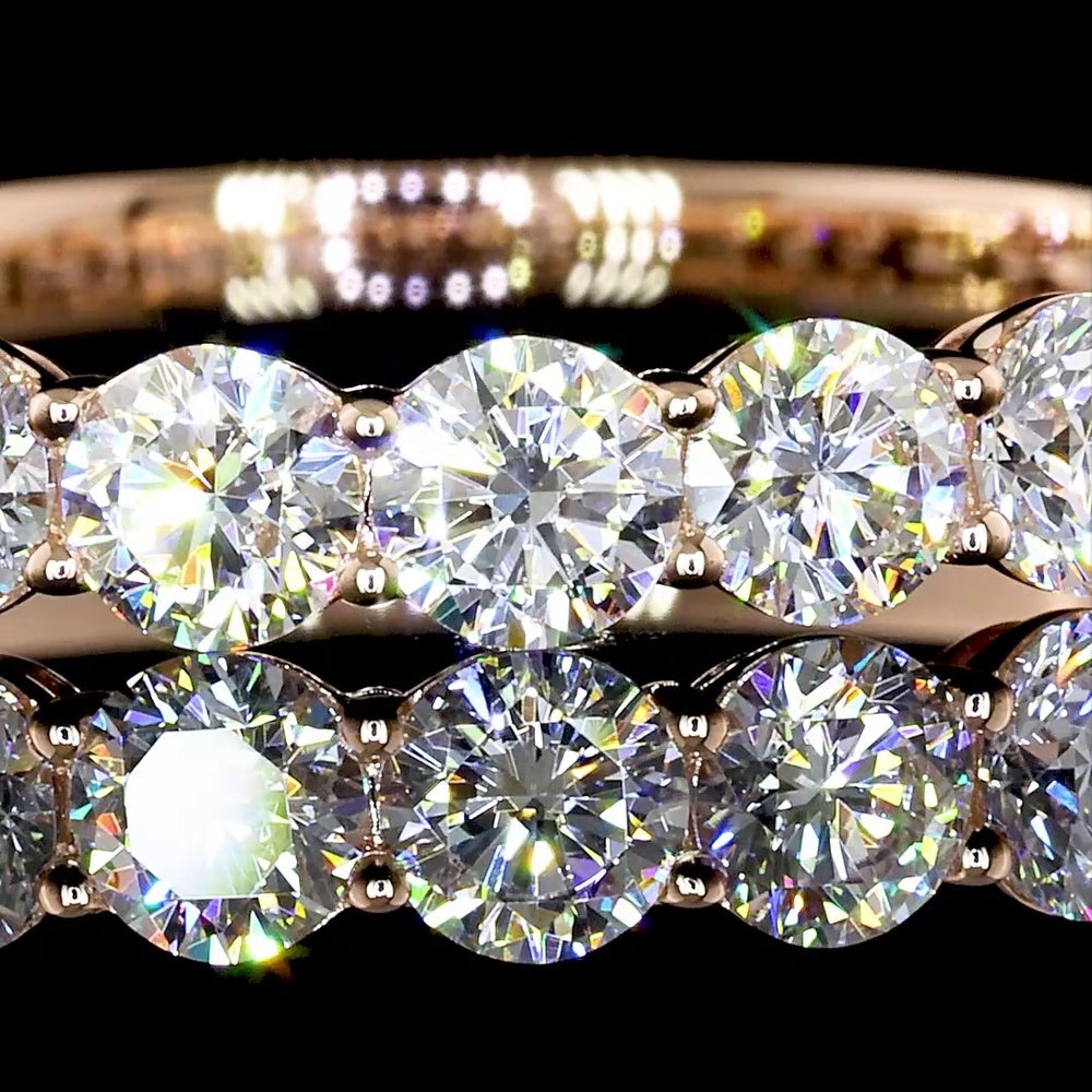 14K Rose Gold 3/4 Eternity Band with 15 Round Brilliant Lab Diamonds - 1.55 Carat Total Weight, E-F Color VS2 Clarity - Covaloro Fine Jewelry