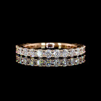 14K Rose Gold 3/4 Eternity Band with 19 Prong-Set Round Lab Diamonds - 0.82 Carat Total Weight, E-F Color, VS1 Clarity - Covaloro Fine Jewelry