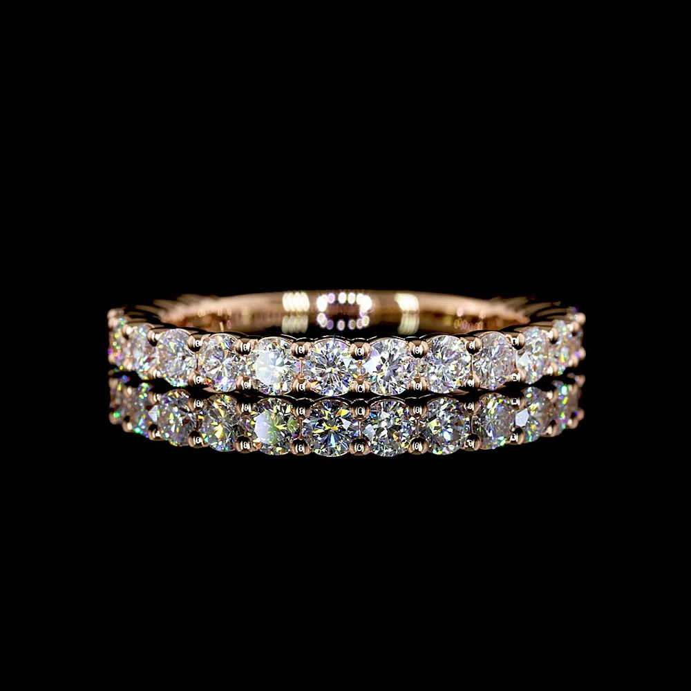 14K Rose Gold 3/4 Eternity Band with 19 Prong-Set Round Lab Diamonds - 0.82 Carat Total Weight, E-F Color, VS1 Clarity - Covaloro Fine Jewelry