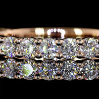 14K Rose Gold 3/4 Eternity Band with 19 Prong-Set Round Lab Diamonds - 0.82 Carat Total Weight, E-F Color, VS1 Clarity - Covaloro Fine Jewelry