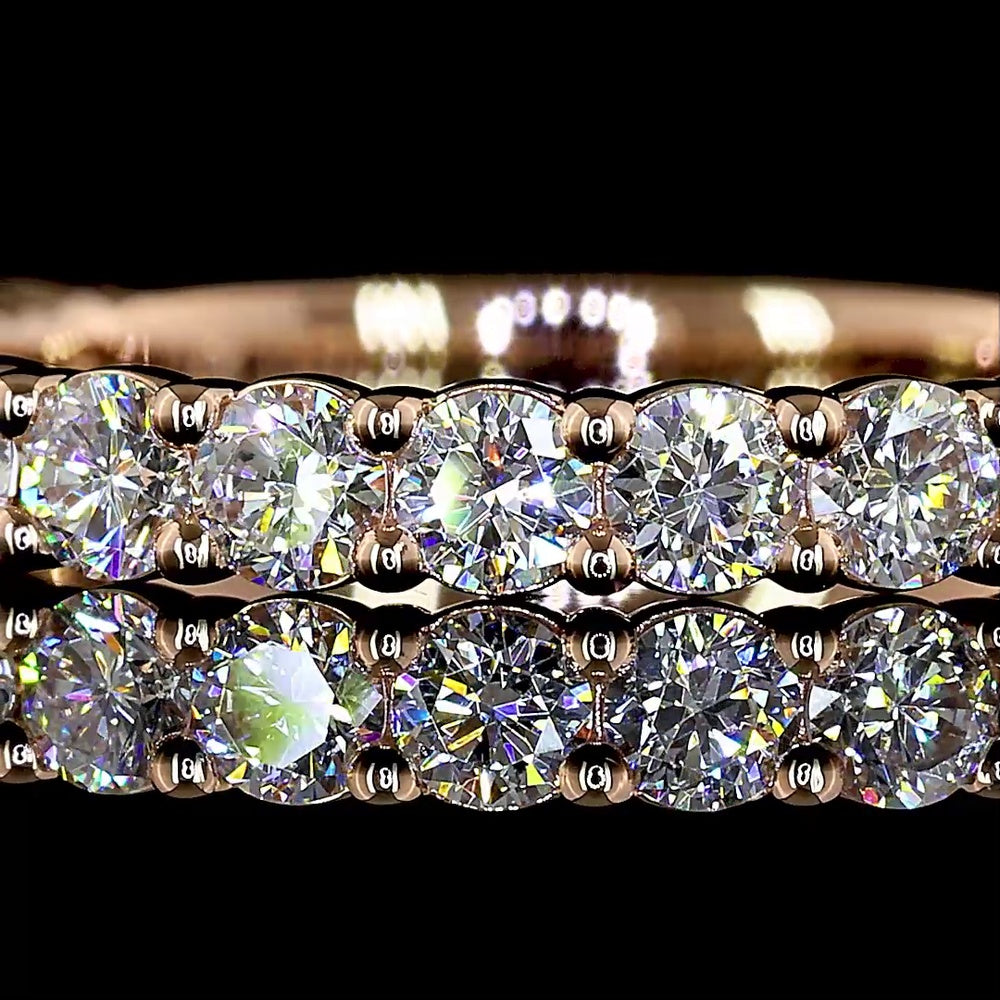 14K Rose Gold 3/4 Eternity Band with 19 Prong-Set Round Lab Diamonds - 0.82 Carat Total Weight, E-F Color, VS1 Clarity - Covaloro Fine Jewelry