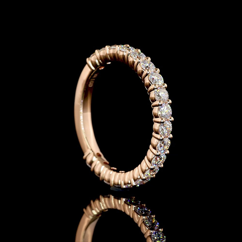 14K Rose Gold 3/4 Eternity Band with 19 Prong-Set Round Lab Diamonds - 0.82 Carat Total Weight, E-F Color, VS1 Clarity - Covaloro Fine Jewelry