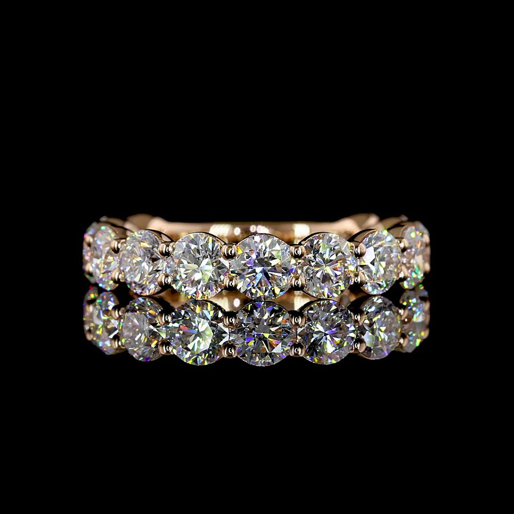14K Rose Gold 3/4 Eternity Band with Prong Set Round Lab Diamonds - 2.82 Carat Total Weight, E-F Color, VS1 Clarity - Covaloro Fine Jewelry