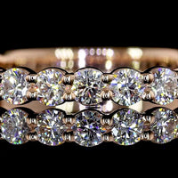 14K Rose Gold 3/4 Eternity Band with Round Brilliant Cut Lab Diamonds - 0.73 Carat Total Diamond Weight, E-F Color VS Clarity - Covaloro Fine Jewelry