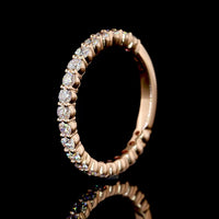 14K Rose Gold 3/4 Eternity Band with Round Brilliant Cut Lab Diamonds - 0.73 Carat Total Diamond Weight, E-F Color VS Clarity - Covaloro Fine Jewelry