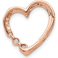 14K Rose Gold 3-Stone Heart Diamond Slide Pendant - 1/6 Carat Total Diamond Weight by Monteluci Fine Jewelry