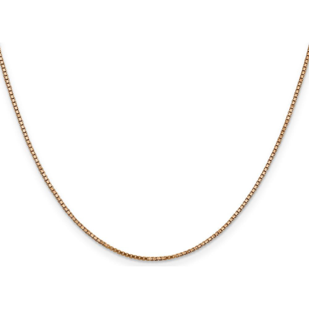 14K Rose Gold 30" Box Link Chain Necklace - 1.10mm Width with Lobster Clasp by 0