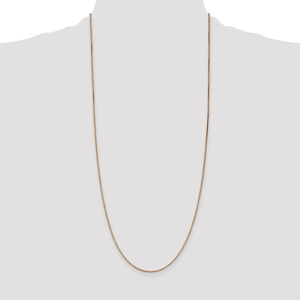 14K Rose Gold 30" Box Link Chain Necklace - 1.10mm Width with Lobster Clasp by 0