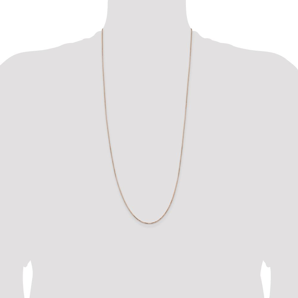 14K Rose Gold 30" Box Link Chain with Lobster Clasp - 0.95mm Width by 0