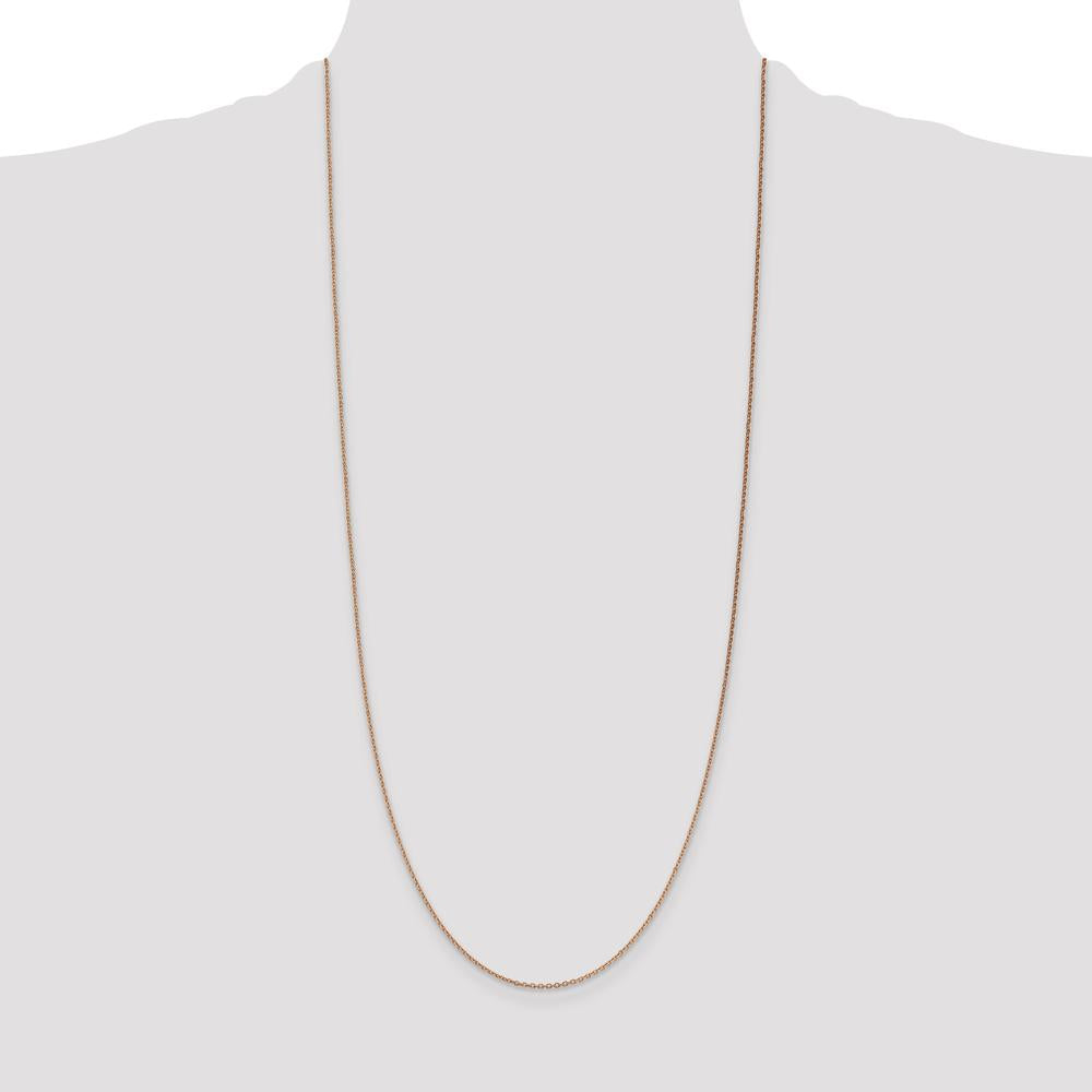 14K Rose Gold 30" Diamond-Cut Cable Chain with Lobster Clasp - 1.4mm Width by 0