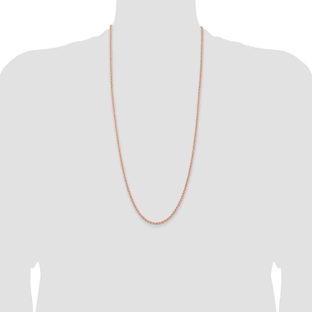 14K Rose Gold 30" Diamond-Cut Rope Chain Necklace - 2.75mm Width