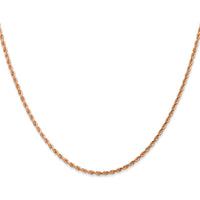 14K Rose Gold 30" Diamond-Cut Rope Chain Necklace with Lobster Clasp - 1.75mm Solid Handcrafted Design