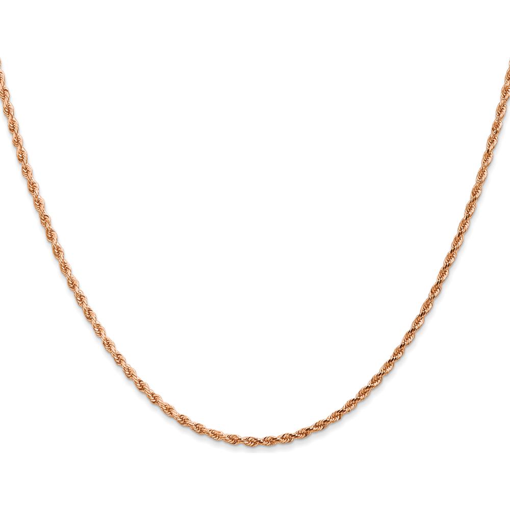 14K Rose Gold 30" Diamond-Cut Rope Chain Necklace with Lobster Clasp - 1.75mm Solid Handcrafted Design
