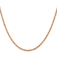 14K Rose Gold 30" Diamond-Cut Rope Chain Necklace with Lobster Clasp - 2.25mm Solid Handmade Design