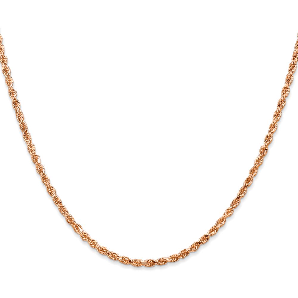 14K Rose Gold 30" Diamond-Cut Rope Chain Necklace with Lobster Clasp - 2.25mm Solid Handmade Design