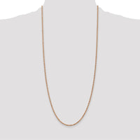 14K Rose Gold 30" Diamond-Cut Rope Chain Necklace with Lobster Clasp - 2.25mm Solid Handmade Design