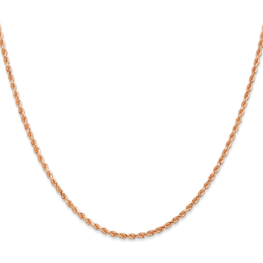 14K Rose Gold 30" Diamond-Cut Rope Chain Necklace with Lobster Clasp - 2mm Solid Polished Design