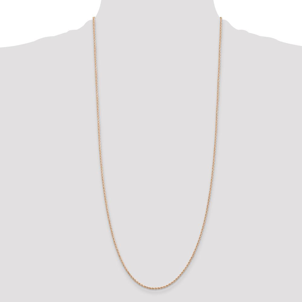 14K Rose Gold 30" Diamond-Cut Rope Chain with Lobster Clasp - 1.5mm Width